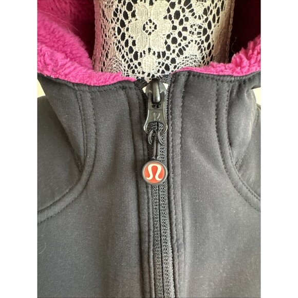 lululemon polartec black‎ & hot pink fleece lined jacket size 6 running dance - Picture 7 of 14